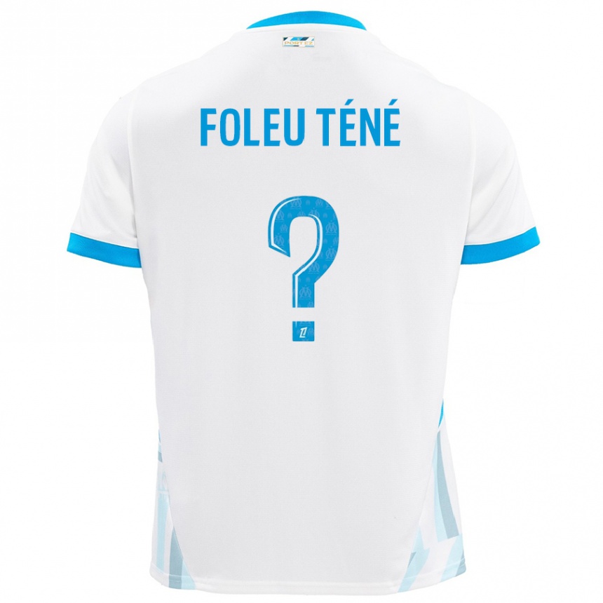 Kinder Fußball Krys Foleu Téné #0 Weiß Himmelblau Heimtrikot Trikot 2024/25 T-Shirt Luxemburg