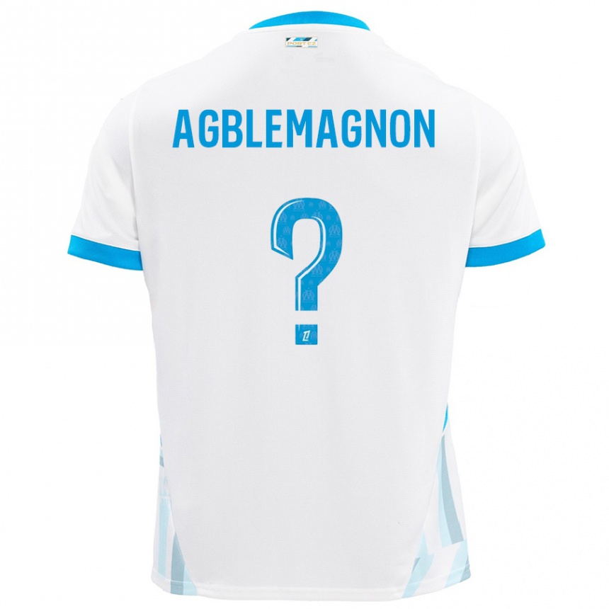 Kinder Fußball Jordan Agblemagnon #0 Weiß Himmelblau Heimtrikot Trikot 2024/25 T-Shirt Luxemburg