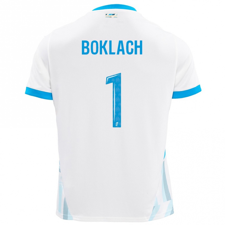 Kinder Fußball Kateryna Boklach #1 Weiß Himmelblau Heimtrikot Trikot 2024/25 T-Shirt Luxemburg