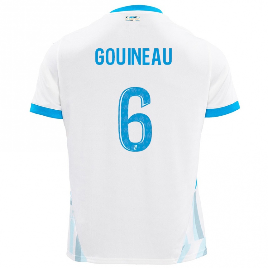 Kinder Fußball Coline Gouineau #6 Weiß Himmelblau Heimtrikot Trikot 2024/25 T-Shirt Luxemburg