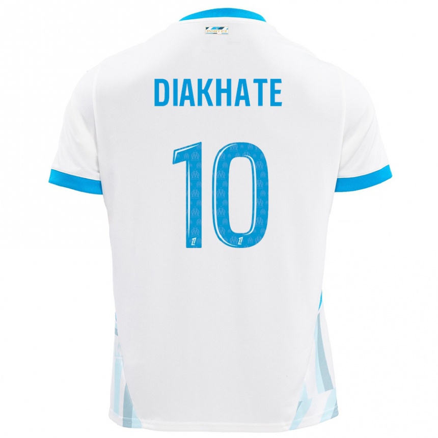 Kinder Fußball Ndeye Awa Diakhaté #10 Weiß Himmelblau Heimtrikot Trikot 2024/25 T-Shirt Luxemburg