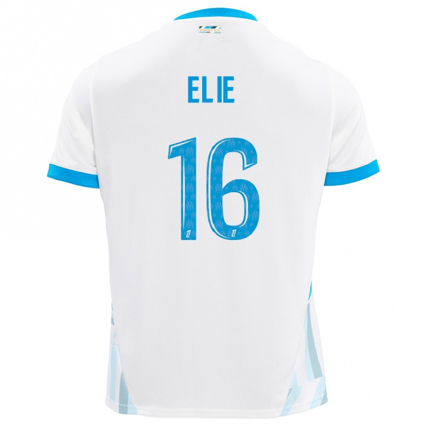 Kinder Fußball Anaïs Elie #16 Weiß Himmelblau Heimtrikot Trikot 2024/25 T-Shirt Luxemburg