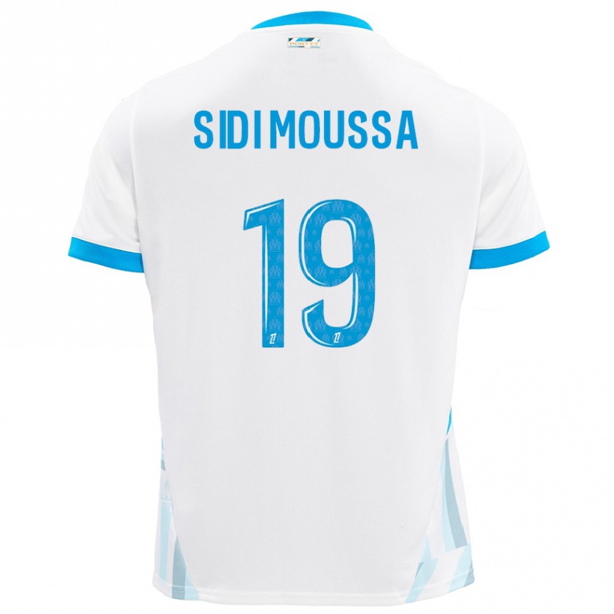 Kinder Fußball Salima Sidi Moussa #19 Weiß Himmelblau Heimtrikot Trikot 2024/25 T-Shirt Luxemburg