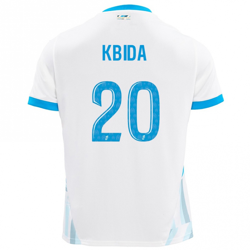 Kinder Fußball Inès Kbida #20 Weiß Himmelblau Heimtrikot Trikot 2024/25 T-Shirt Luxemburg