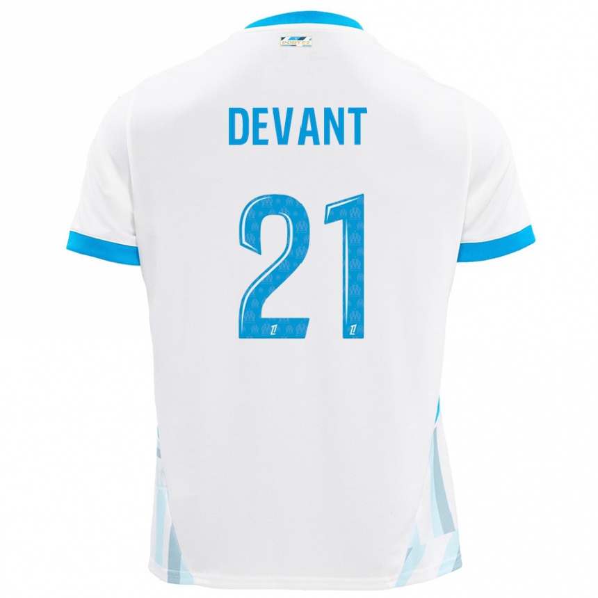 Kinder Fußball Caroline Devant #21 Weiß Himmelblau Heimtrikot Trikot 2024/25 T-Shirt Luxemburg