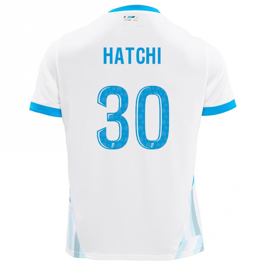 Kinder Fußball Anaïs Hatchi #30 Weiß Himmelblau Heimtrikot Trikot 2024/25 T-Shirt Luxemburg