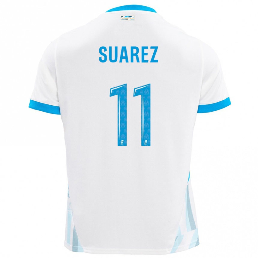 Kinder Fußball Luis Suarez #11 Weiß Himmelblau Heimtrikot Trikot 2024/25 T-Shirt Luxemburg