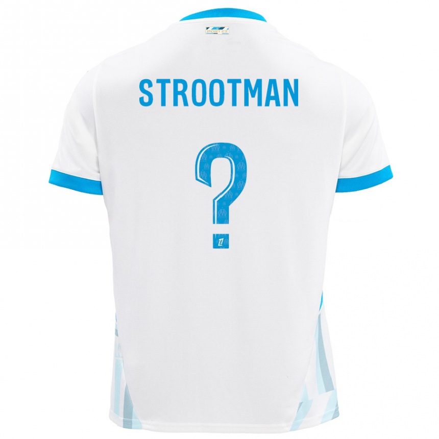 Kinder Fußball Kevin Strootman #0 Weiß Himmelblau Heimtrikot Trikot 2024/25 T-Shirt Luxemburg