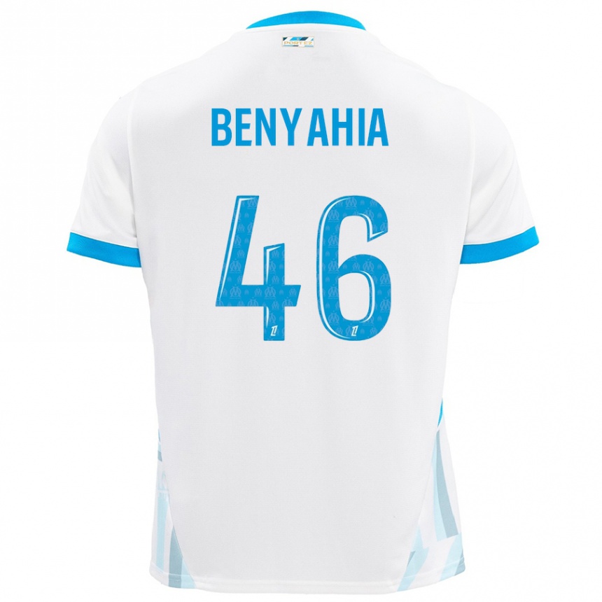 Kinder Fußball Aylan Benyahia-Tani #46 Weiß Himmelblau Heimtrikot Trikot 2024/25 T-Shirt Luxemburg