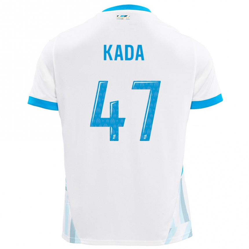 Kinder Fußball Joakim Kada #47 Weiß Himmelblau Heimtrikot Trikot 2024/25 T-Shirt Luxemburg