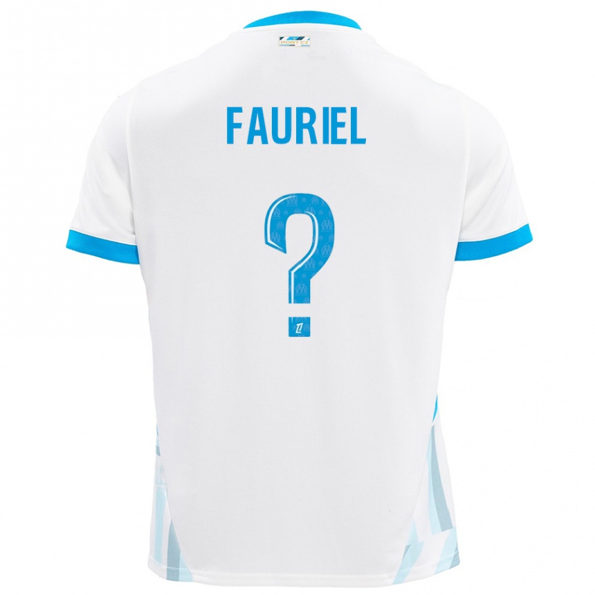 Kinder Fußball Lois Fauriel #0 Weiß Himmelblau Heimtrikot Trikot 2024/25 T-Shirt Luxemburg