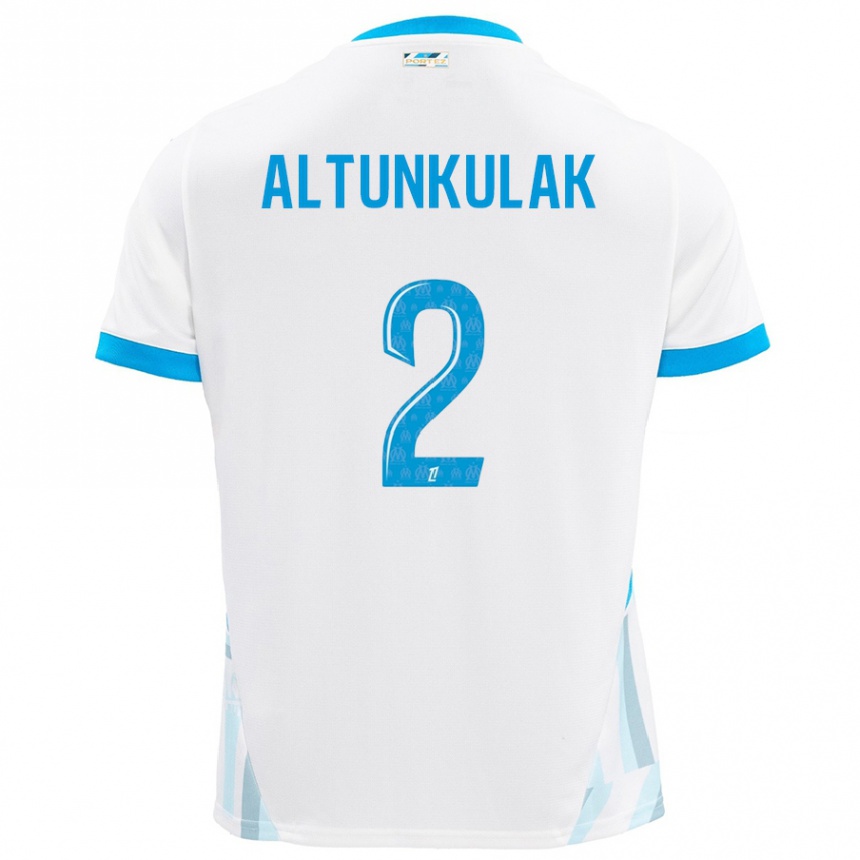 Kinder Fußball Selen Altunkulak #2 Weiß Himmelblau Heimtrikot Trikot 2024/25 T-Shirt Luxemburg