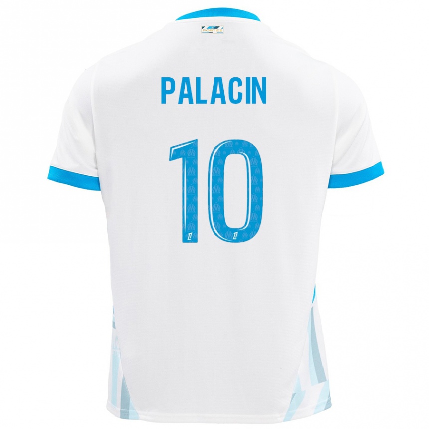 Kinder Fußball Sara Palacin #10 Weiß Himmelblau Heimtrikot Trikot 2024/25 T-Shirt Luxemburg