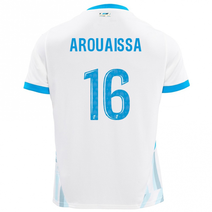 Kinder Fußball Ines Arouaissa #16 Weiß Himmelblau Heimtrikot Trikot 2024/25 T-Shirt Luxemburg