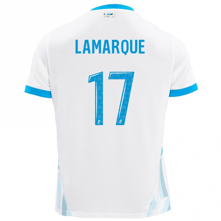 Kinder Fußball Alais Lamarque #17 Weiß Himmelblau Heimtrikot Trikot 2024/25 T-Shirt Luxemburg