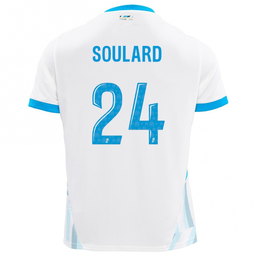 Kinder Fußball Amandine Soulard #24 Weiß Himmelblau Heimtrikot Trikot 2024/25 T-Shirt Luxemburg