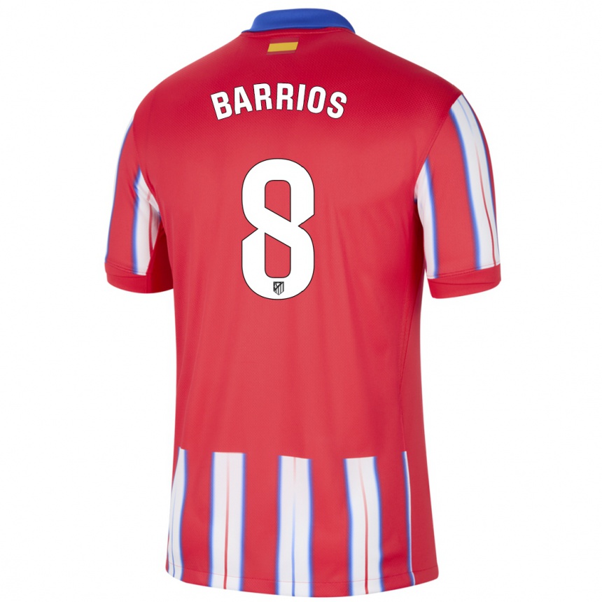 Kinder Fußball Pablo Barrios #8 Rot Weiß Blau Heimtrikot Trikot 2024/25 T-Shirt Luxemburg