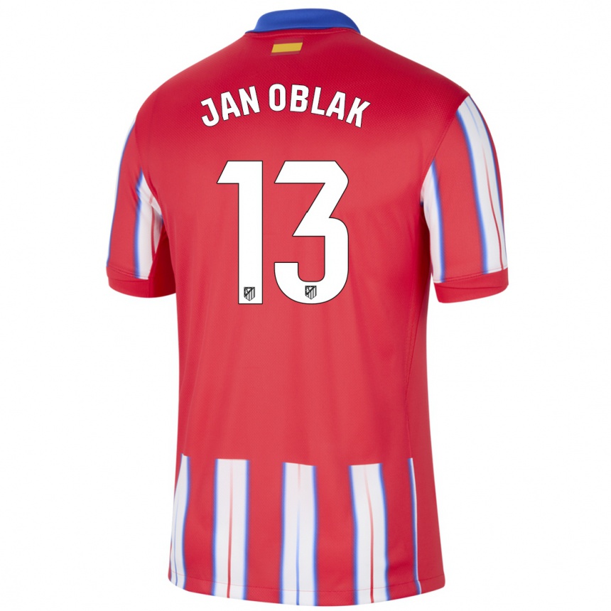 Kinder Fußball Jan Oblak #13 Rot Weiß Blau Heimtrikot Trikot 2024/25 T-Shirt Luxemburg