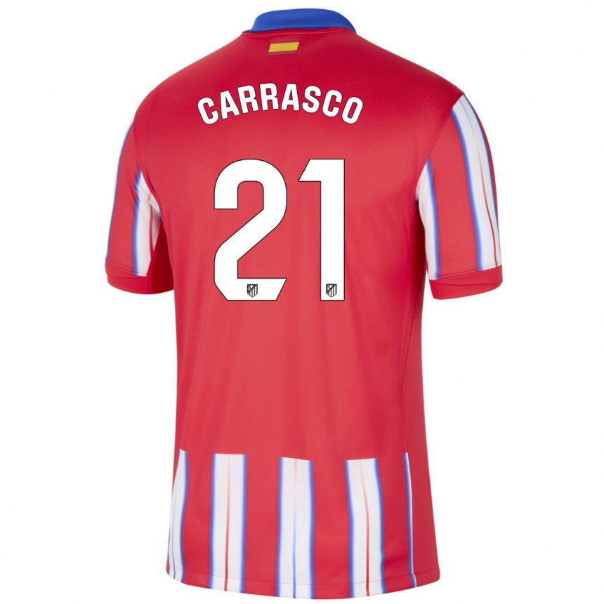 Kinder Fußball Yannick Carrasco #21 Rot Weiß Blau Heimtrikot Trikot 2024/25 T-Shirt Luxemburg