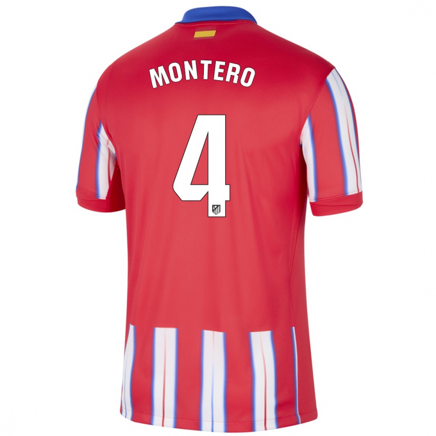 Kinder Fußball Francisco Montero #4 Rot Weiß Blau Heimtrikot Trikot 2024/25 T-Shirt Luxemburg