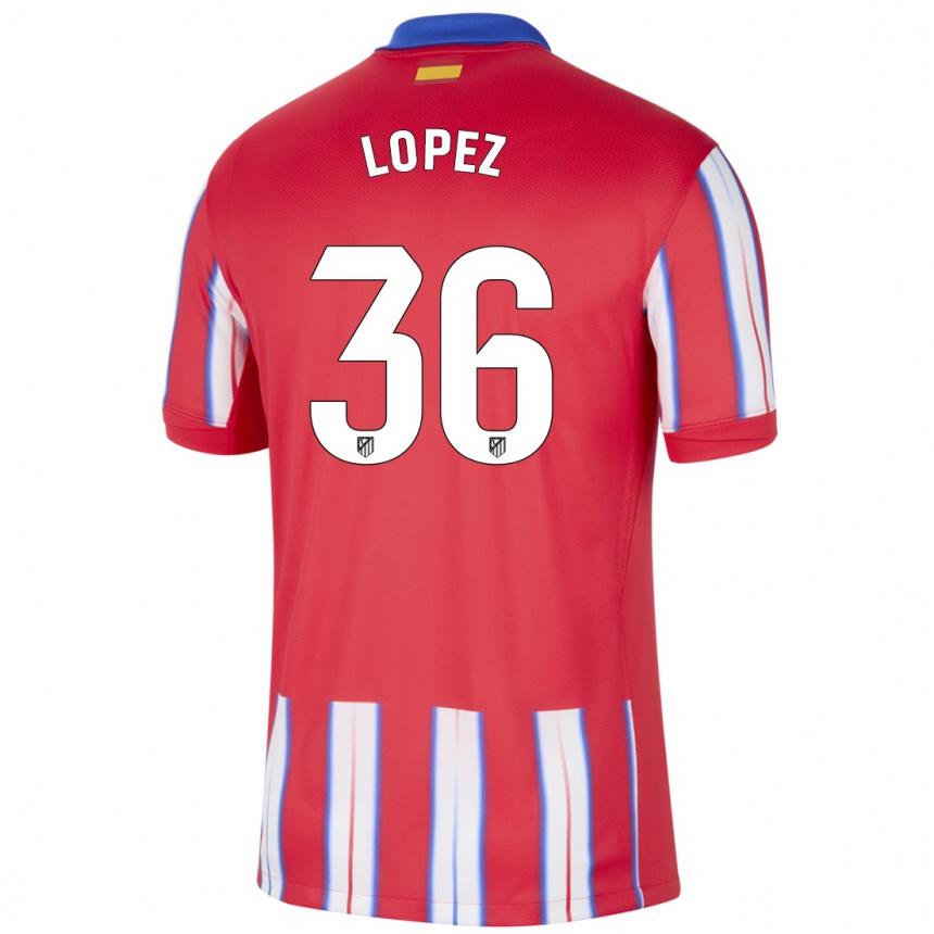 Kinder Fußball David Lopez #36 Rot Weiß Blau Heimtrikot Trikot 2024/25 T-Shirt Luxemburg