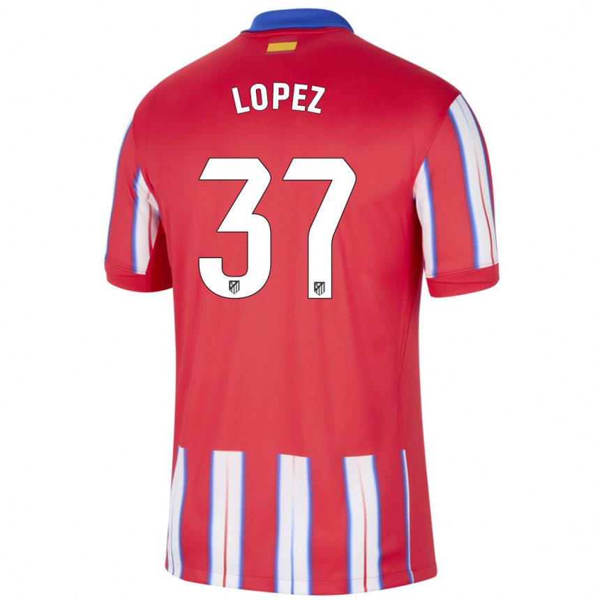 Kinder Fußball Alex Lopez #37 Rot Weiß Blau Heimtrikot Trikot 2024/25 T-Shirt Luxemburg