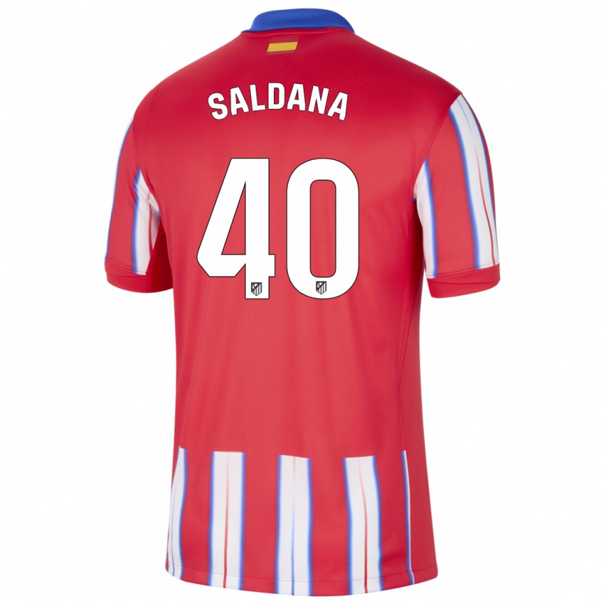 Kinder Fußball Jose Saldana #40 Rot Weiß Blau Heimtrikot Trikot 2024/25 T-Shirt Luxemburg