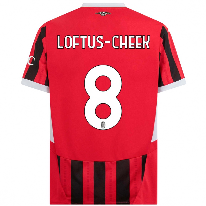 Kinder Fußball Ruben Loftus-Cheek #8 Rot Schwarz Heimtrikot Trikot 2024/25 T-Shirt Luxemburg