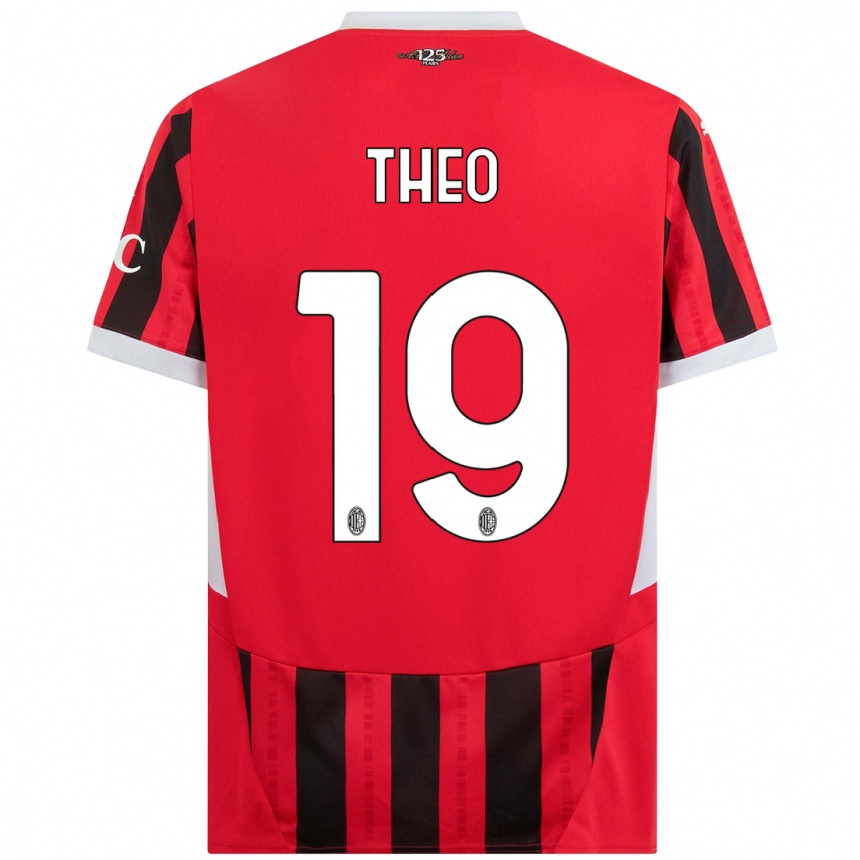 Kinder Fußball Theo Hernandez #19 Rot Schwarz Heimtrikot Trikot 2024/25 T-Shirt Luxemburg