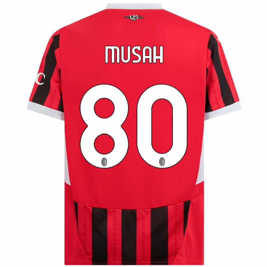 Kinder Fußball Yunus Musah #80 Rot Schwarz Heimtrikot Trikot 2024/25 T-Shirt Luxemburg