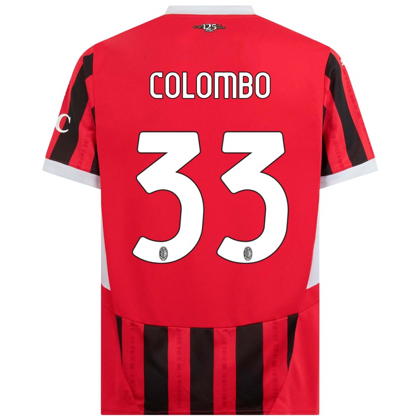 Kinder Fußball Federico Colombo #33 Rot Schwarz Heimtrikot Trikot 2024/25 T-Shirt Luxemburg