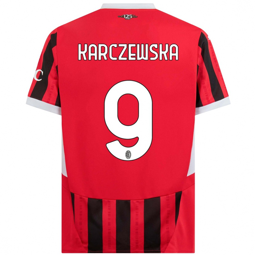 Kinder Fußball Nikola Karczewska #9 Rot Schwarz Heimtrikot Trikot 2024/25 T-Shirt Luxemburg