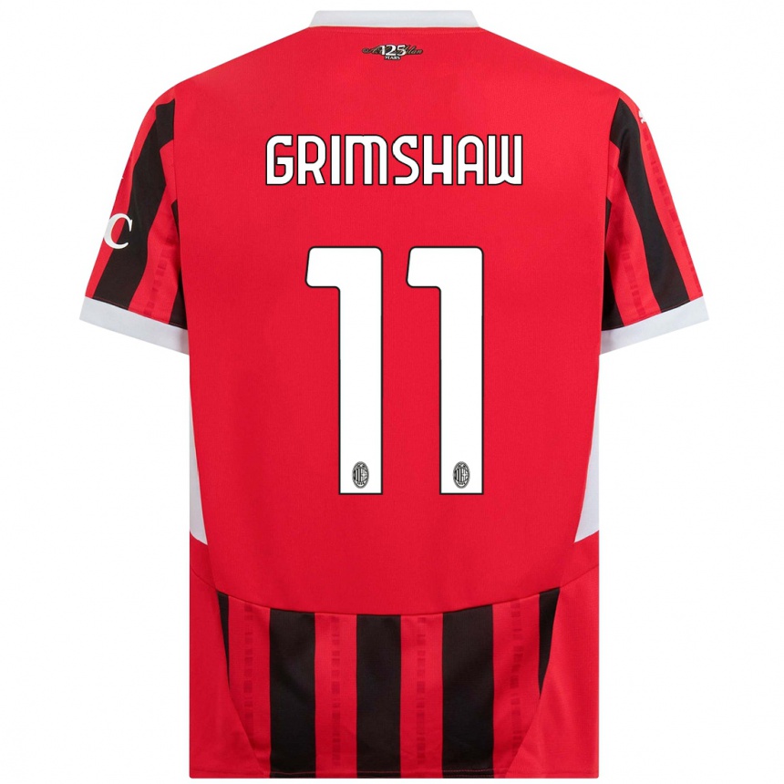 Kinder Fußball Christy Grimshaw #11 Rot Schwarz Heimtrikot Trikot 2024/25 T-Shirt Luxemburg