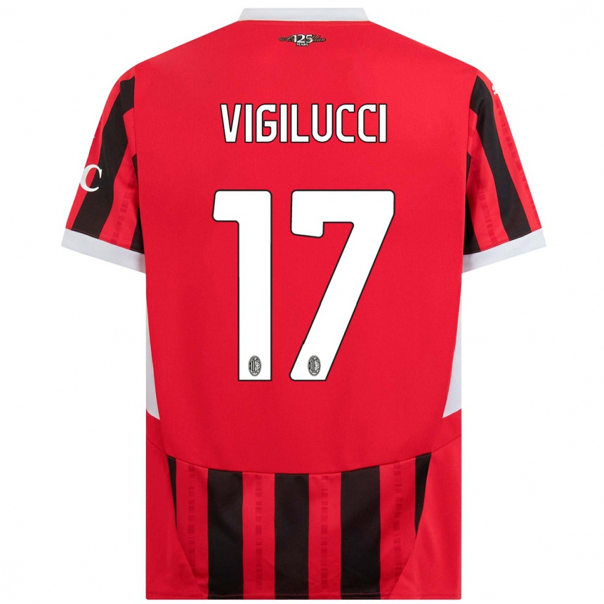 Kinder Fußball Valery Vigilucci #17 Rot Schwarz Heimtrikot Trikot 2024/25 T-Shirt Luxemburg