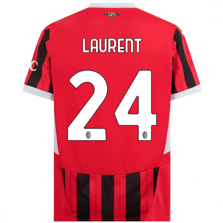 Kinder Fußball Emelyne Laurent #24 Rot Schwarz Heimtrikot Trikot 2024/25 T-Shirt Luxemburg