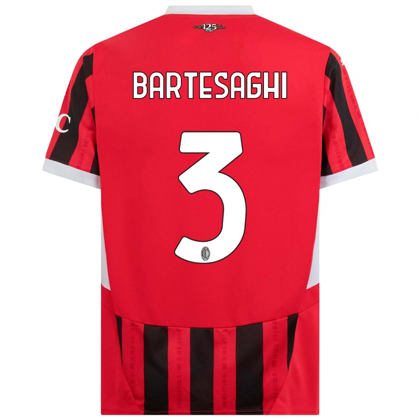 Kinder Fußball Davide Bartesaghi #3 Rot Schwarz Heimtrikot Trikot 2024/25 T-Shirt Luxemburg