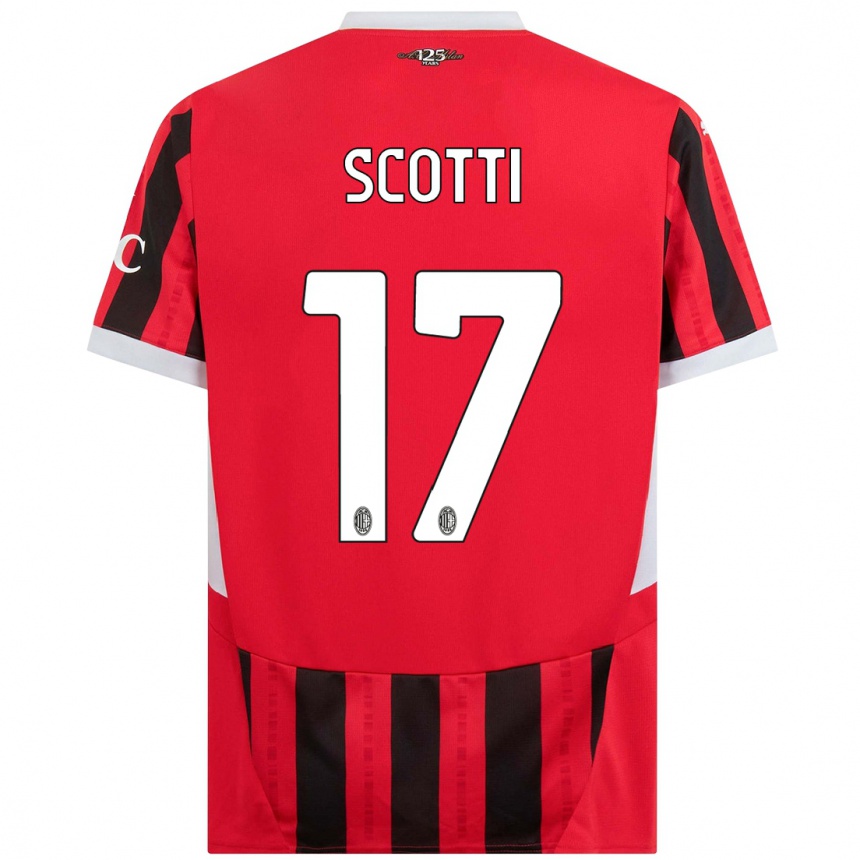 Kinder Fußball Filippo Scotti #17 Rot Schwarz Heimtrikot Trikot 2024/25 T-Shirt Luxemburg