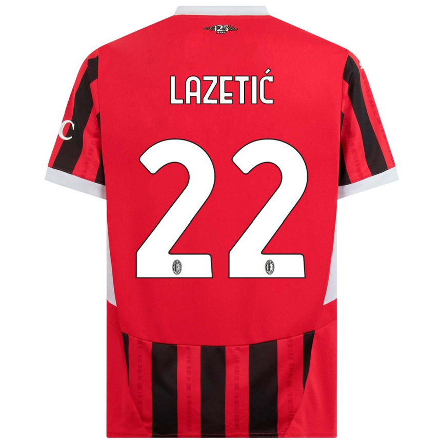 Kinder Fußball Marko Lazetic #22 Rot Schwarz Heimtrikot Trikot 2024/25 T-Shirt Luxemburg