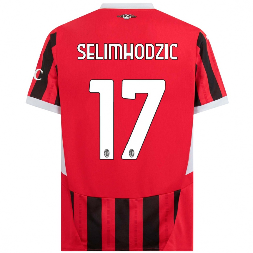 Kinder Fußball Noa Selimhodzic #17 Rot Schwarz Heimtrikot Trikot 2024/25 T-Shirt Luxemburg