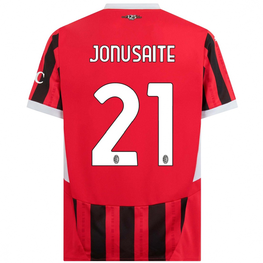 Kinder Fußball Rimante Jonusaite #21 Rot Schwarz Heimtrikot Trikot 2024/25 T-Shirt Luxemburg