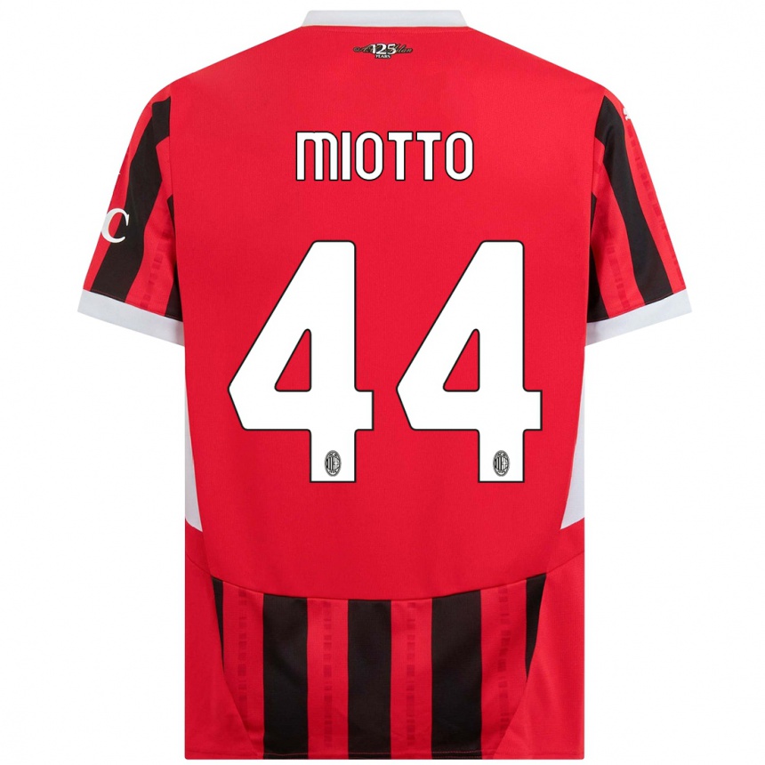 Kinder Fußball Giorgia Miotto #44 Rot Schwarz Heimtrikot Trikot 2024/25 T-Shirt Luxemburg