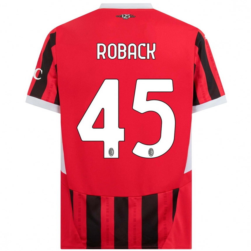 Kinder Fußball Emil Roback #45 Rot Schwarz Heimtrikot Trikot 2024/25 T-Shirt Luxemburg