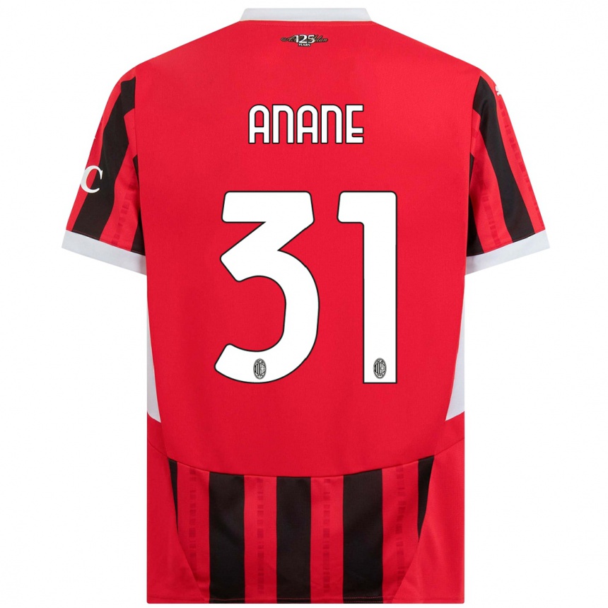 Kinder Fußball Emmanuel Anane #31 Rot Schwarz Heimtrikot Trikot 2024/25 T-Shirt Luxemburg