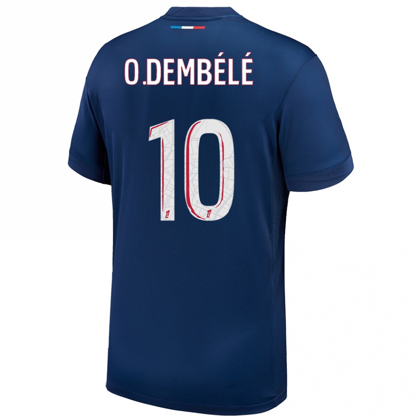 Kinder Fußball Ousmane Dembele #10 Marineblau Weiß Heimtrikot Trikot 2024/25 T-Shirt Luxemburg