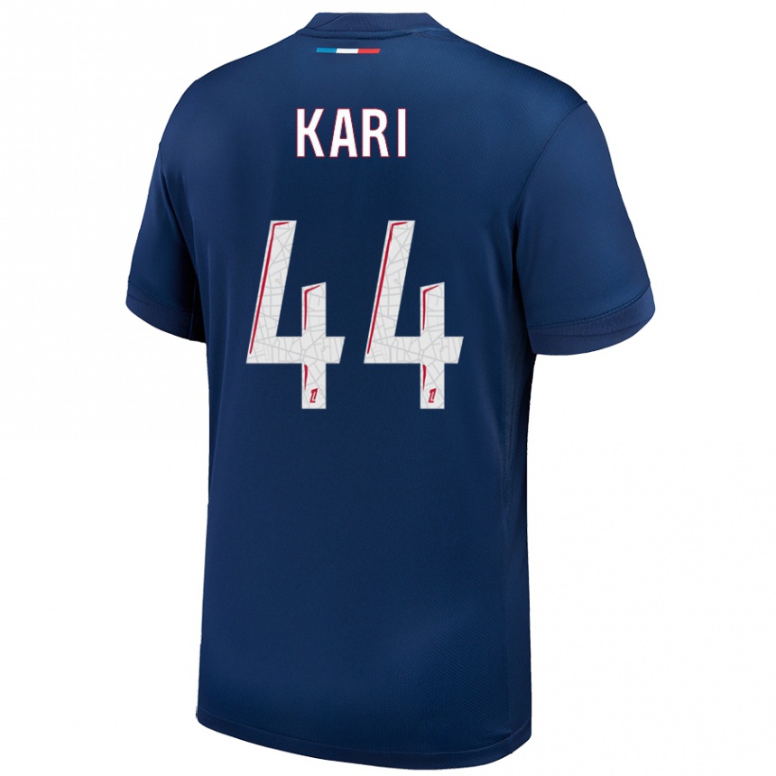 Kinder Fußball Ayman Kari #44 Marineblau Weiß Heimtrikot Trikot 2024/25 T-Shirt Luxemburg