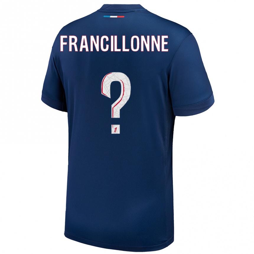 Kinder Fußball Bryan Francillonne #0 Marineblau Weiß Heimtrikot Trikot 2024/25 T-Shirt Luxemburg