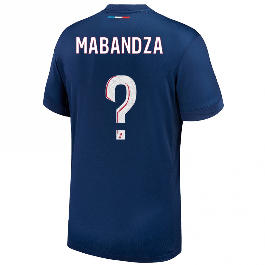 Kinder Fußball Emeryc Mabandza Batantou #0 Marineblau Weiß Heimtrikot Trikot 2024/25 T-Shirt Luxemburg