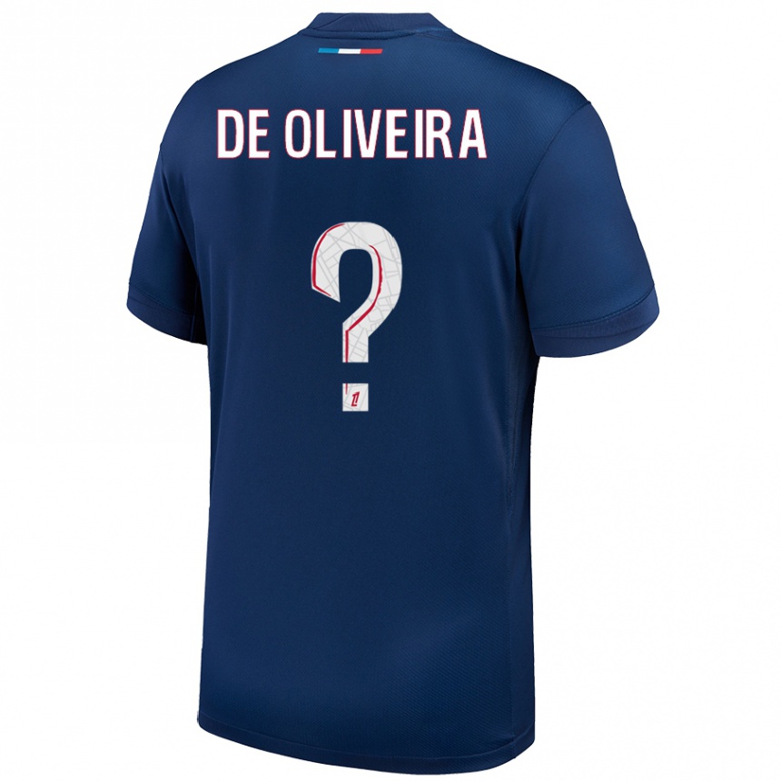 Kinder Fußball Mathieu De Oliveira #0 Marineblau Weiß Heimtrikot Trikot 2024/25 T-Shirt Luxemburg