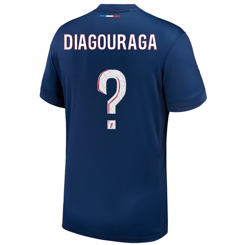 Kinder Fußball Toumani Diagouraga #0 Marineblau Weiß Heimtrikot Trikot 2024/25 T-Shirt Luxemburg