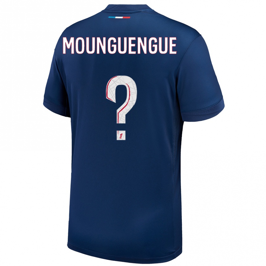 Kinder Fußball Pierre Mounguengue #0 Marineblau Weiß Heimtrikot Trikot 2024/25 T-Shirt Luxemburg